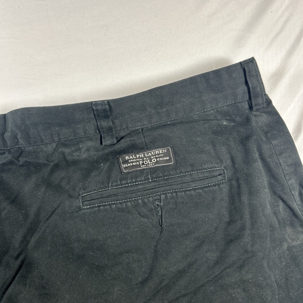 VTG Polo Ralph Lauren Prospect Pants Mens 46x30 Black Classic Chino 100% Cotton - Picture 6 of 7